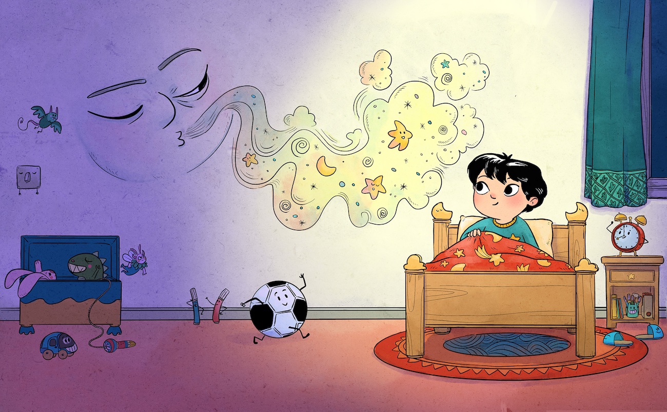 Illustration — child's bedroom at night